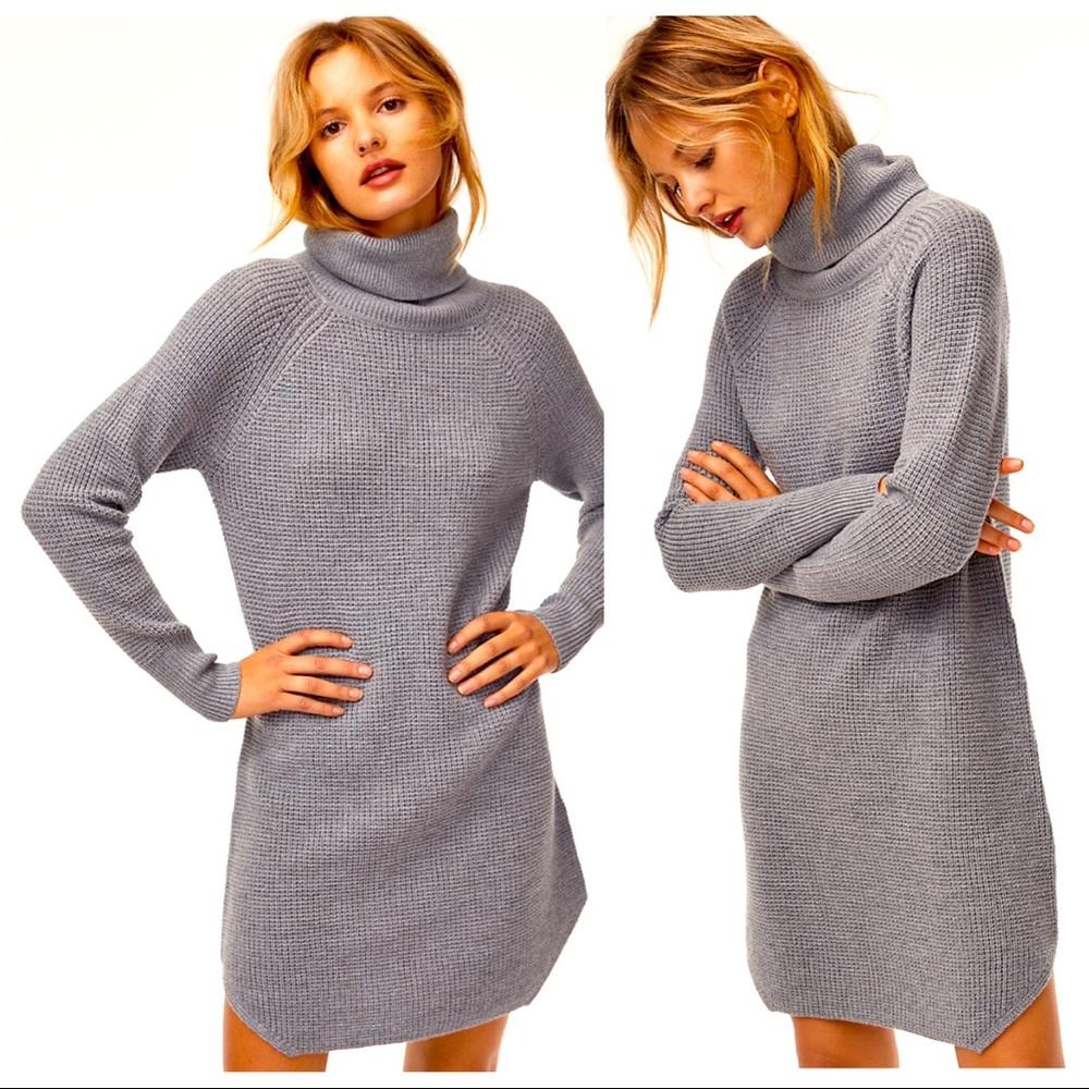 Wilfred Free Bianca Turtleneck Sweater Dress, Heather Steel Grey, XS